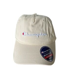 NWT Champion Adult Unisex Cream Adjustable Ball Cap OS